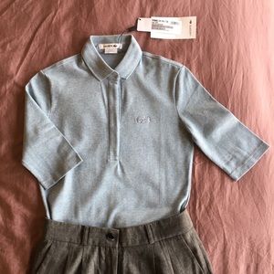 Lacoste Heather Dusty Blue Polo 3/4 Sleeves